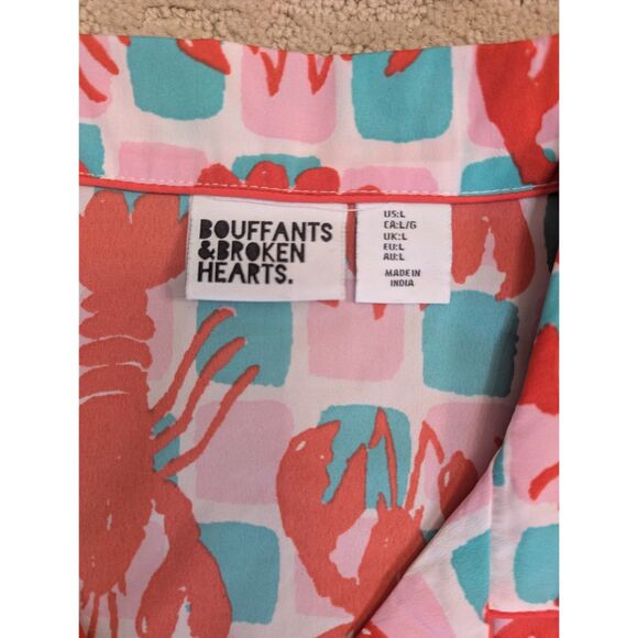 Bouffants & Broken Hearts Pajama Short Set Women Large Lobster Trendy - Picture 3 of 8